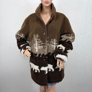 Vintage New York Classic's Size Large Brown Reversible Teddy Bear Coat